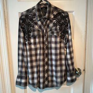 Roar Men’s Plaid Button Up Long Sleeve Shirt Size Small